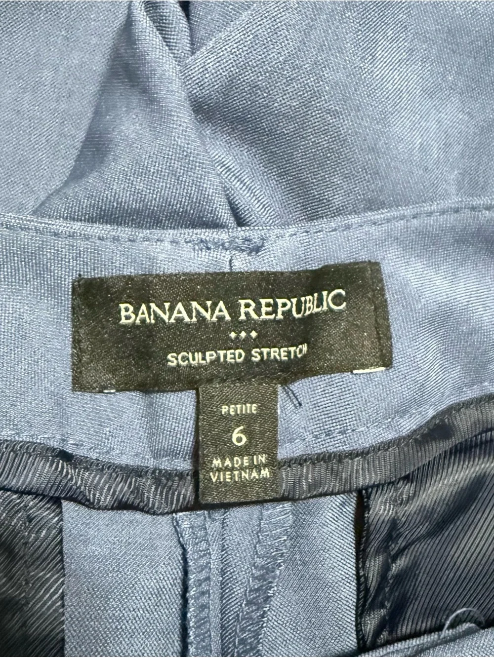 Banana Republic Size 6 Petite Sculpted Stretch Trousers Slate Blue Flare Office